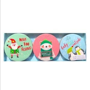 Molly & Rex Boxed Christmas Snow Cork-Based Coasters (10382), 12 ct